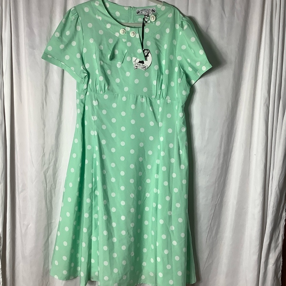 Elegant Mint Green Polka Dot Midi Dress
